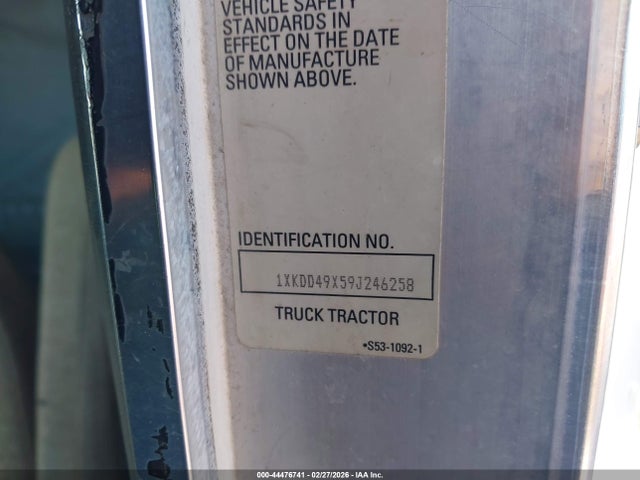 Auction sale of the 2009 Kenworth Construction T800, vin: 1XKDD49X59J246258, lot number: 44476741