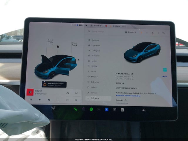 44476796 :رقم المزاد ، 5YJ3E1EB4MF048400 vin ، 2021 Tesla Model 3 Long Range Dual Motor All-wheel Drive مزاد بيع