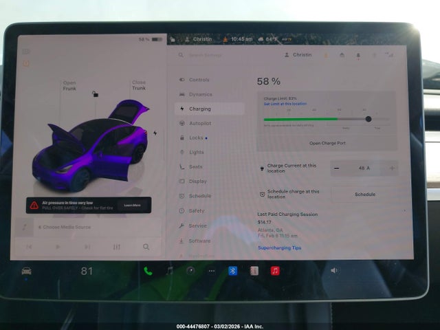 44476807 :رقم المزاد ، 7SAYGDEE6NF385778 vin ، 2022 Tesla Model Y Long Range Dual Motor All-wheel Drive مزاد بيع