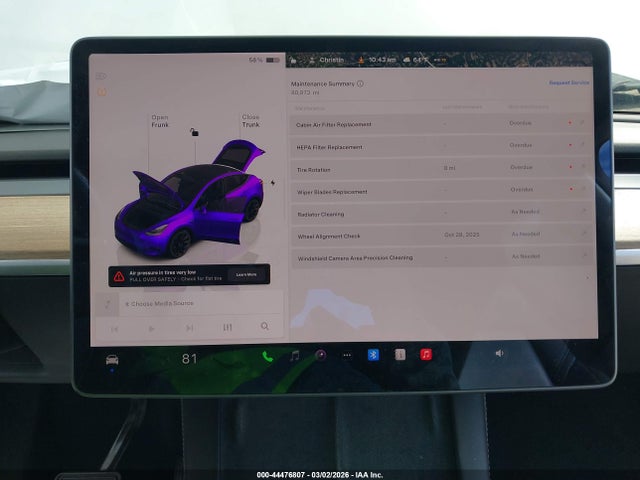44476807 :رقم المزاد ، 7SAYGDEE6NF385778 vin ، 2022 Tesla Model Y Long Range Dual Motor All-wheel Drive مزاد بيع