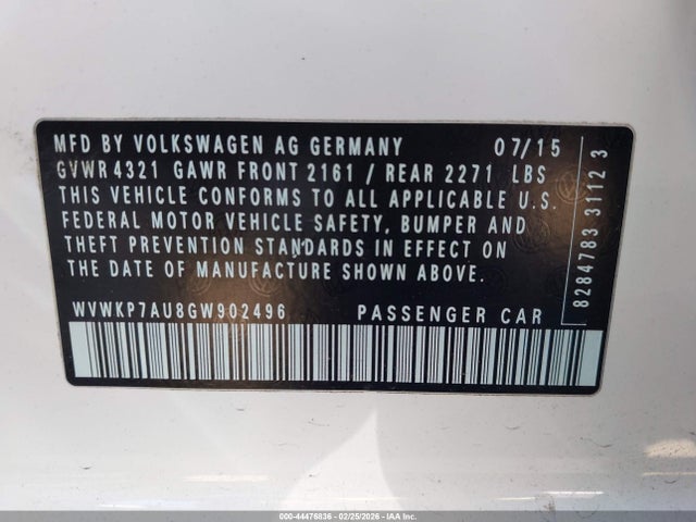 2016 VOLKSWAGEN E-GOLF WVWKP7AU8GW902496 Photo 8