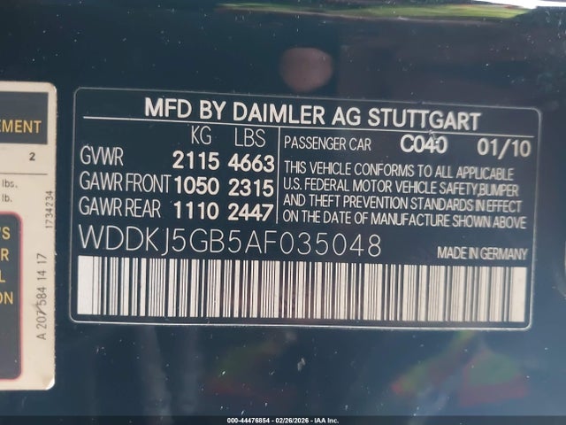 Продаж на аукціоні авто 2010 Mercedes-benz E 350, vin: WDDKJ5GB5AF035048, номер лоту: 44476854