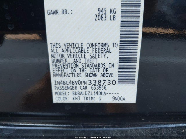 1N4BL4BV0PN338730 Nissan Altima S Fwd