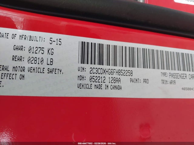 Aukcja sprzedaży 2015 Dodge Charger Sxt, vin: 2C3CDXHG6FH852258, numer aukcji: 44477002