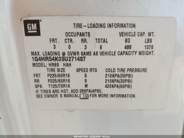 Aukcja sprzedaży 2003 Buick Lesabre Limited, vin: 1G4HR54K03U271487, numer aukcji: 44477028