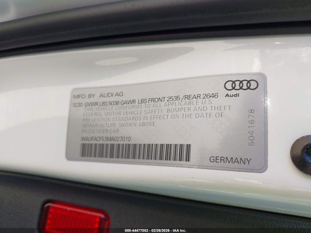 Aukcja sprzedaży 2021 Audi A5 Sportback Premium Plus 45 Tfsi Quattro S Tronic, vin: WAUFACF53MA027010, numer aukcji: 44477052