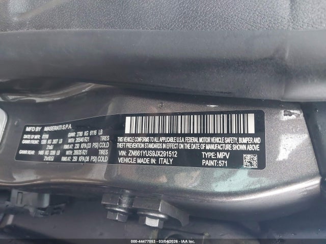 Aukcja sprzedaży 2018 Maserati Levante S Gransport, vin: ZN661YUS9JX291512, numer aukcji: 44477053