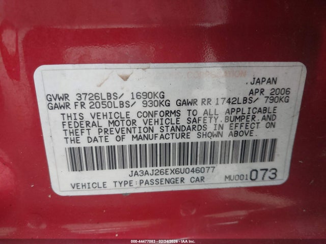 2006 MITSUBISHI LANCER JA3AJ26EX6U046077 Photo 8