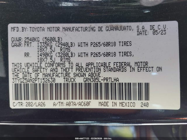 3TYGZ5AN2PT152630 Toyota Tacoma Limited