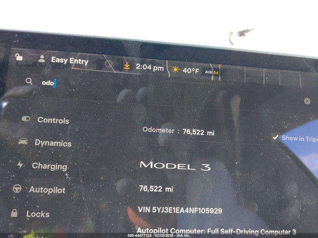 Aukcja sprzedaży 2022 Tesla Model 3 Rear-wheel Drive, vin: 5YJ3E1EA4NF105929, numer aukcji: 44477124