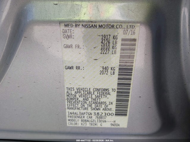 1N4AL3AP7GN382300 Nissan Altima 2.5 S
