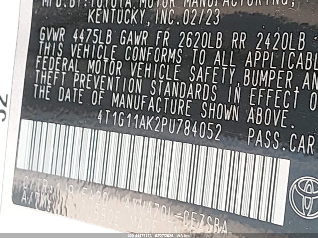 4T1G11AK2PU784052 Toyota CAMRY SE