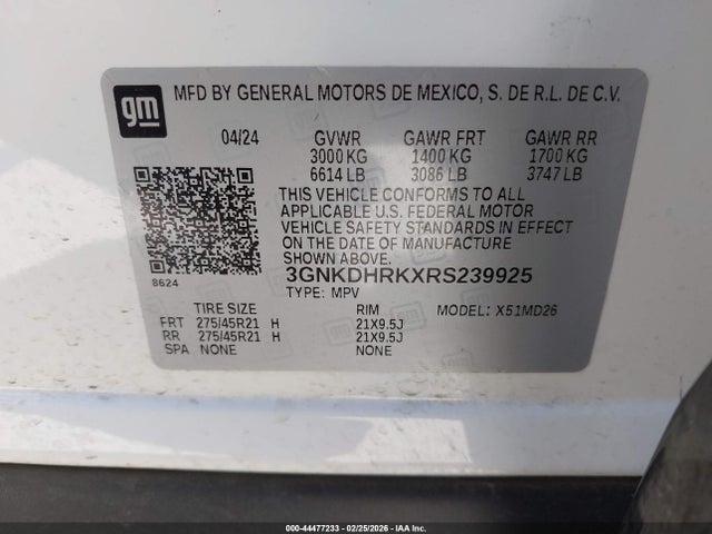 3GNKDHRKXRS239925 Chevrolet Blazer Ev Rwd Rs