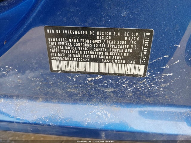 44477253 :رقم المزاد ، 3VW5M7BU4RM102427 vin ، 2024 Volkswagen Jetta 1.5t S مزاد بيع