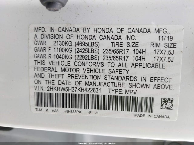 2019 HONDA CR-V 2HKRW5H37KH422631 Photo 8