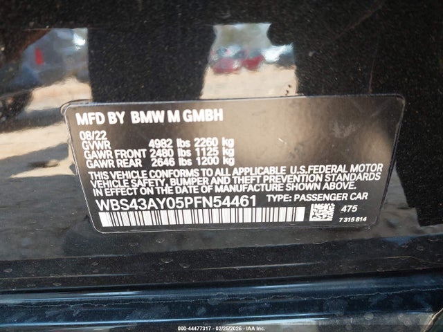 2023 Bmw M3 Competition Xdrive მანქანა იყიდება აუქციონზე, vin: WBS43AY05PFN54461, აუქციონის ნომერი: 44477317