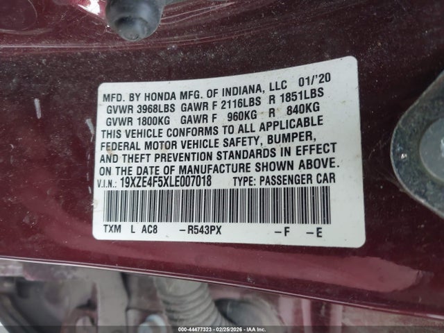 2020 HONDA INSIGHT 19XZE4F5XLE007018 Photo 8