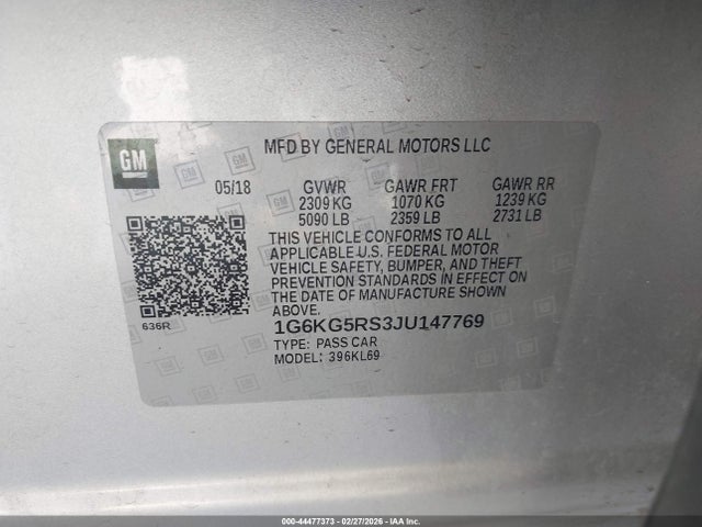 Продажа на аукционе авто 2018 Cadillac Ct6 Premium Luxury, vin: 1G6KG5RS3JU147769, номер лота: 44477373