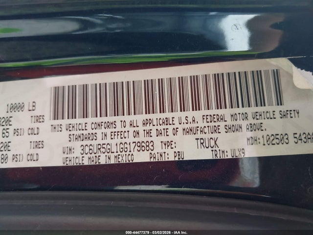 3C6UR5GL1GG179683 RAM 2500 Longhorn Limited