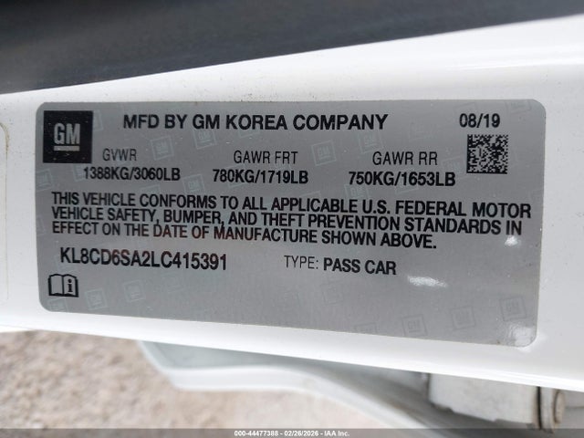 Chevrolet Spark Fwd 1lt Automatic 2020 KL8CD6SA2LC415391 Image 9