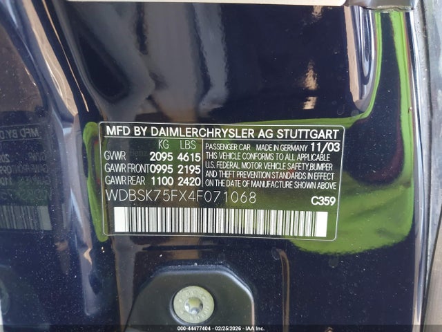 2004 MERCEDES-BENZ SL 500 WDBSK75FX4F071068 Photo 8