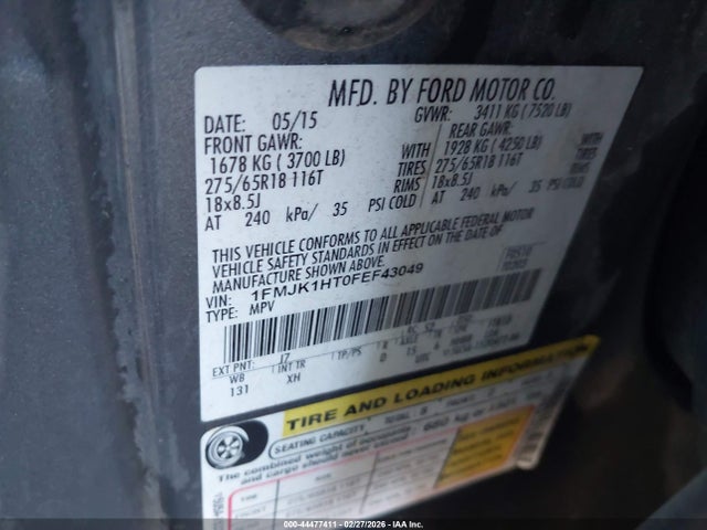 2015 FORD EXPEDITION EL 1FMJK1HT0FEF43049 Photo 8