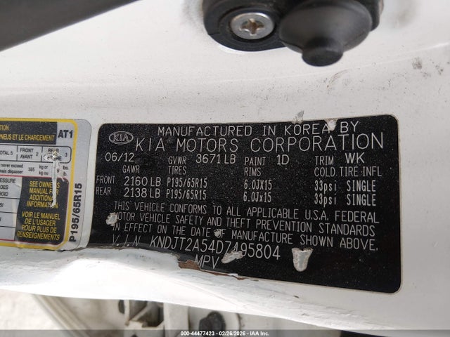 Aukcja sprzedaży 2013 Kia Soul, vin: KNDJT2A54D7495804, numer aukcji: 44477423