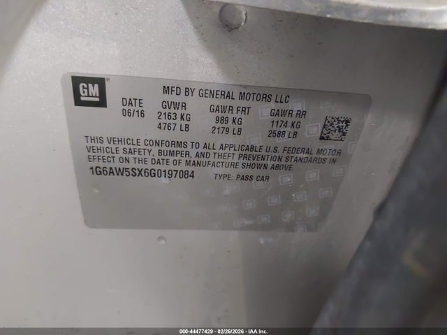 Aukcja sprzedaży 2016 Cadillac Cts Standard, vin: 1G6AW5SX6G0197084, numer aukcji: 44477429