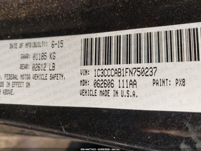 Aukcja sprzedaży 2015 Chrysler 200 Limited, vin: 1C3CCCAB1FN750237, numer aukcji: 44477433