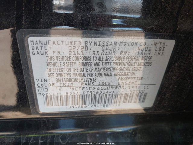 3N1AB8CV8LY227518 Nissan Sentra Sv Xtronic Cvt