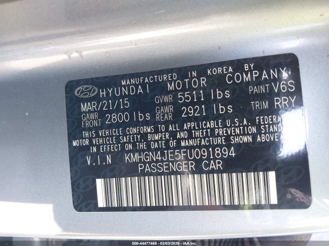 KMHGN4JE5FU091894 Hyundai Genesis 3.8