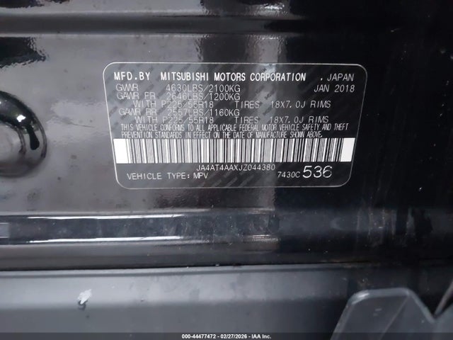 2018 MITSUBISHI ECLIPSE CROSS JA4AT4AAXJZ044380 Photo 8