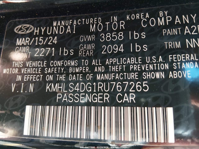 KMHLS4DG1RU767265 Hyundai ELANTRA SEL