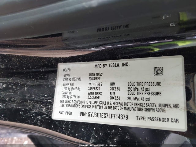 Aukcja sprzedaży 2020 Tesla Model 3 Performance Dual Motor All-wheel Drive, vin: 5YJ3E1EC7LF714379, numer aukcji: 44477513