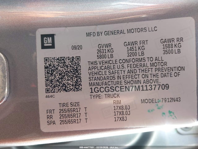 1GCGSCEN7M1137709 Chevrolet Colorado 2wd Short Box Lt