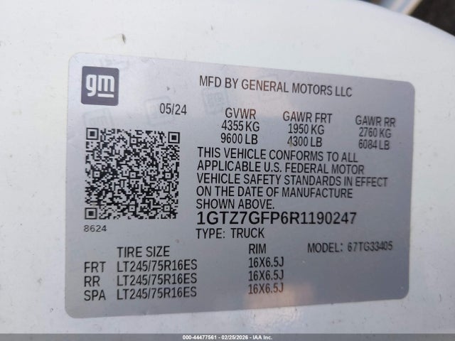 Продажа на аукционе авто 2024 Gmc Savana Cargo Rwd 3500 Regular Wheelbase Work Van, vin: 1GTZ7GFP6R1190247, номер лота: 44477561