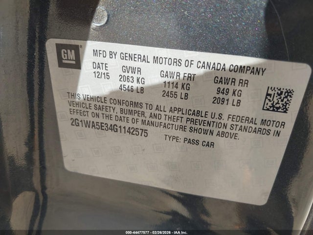 Chevrolet Impala Limited Ls 2016 2G1WA5E34G1142575 Image 9