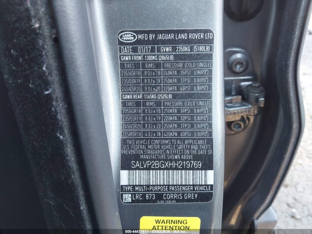 SALVP2BGXHH219769 Land Rover Range Rover Evoque Se/se Premium