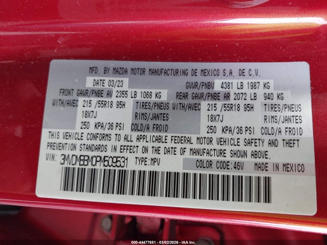 Aukcja sprzedaży 2023 Mazda Cx-30 2.5 S Select, vin: 3MVDMBBM0PM509531, numer aukcji: 44477651