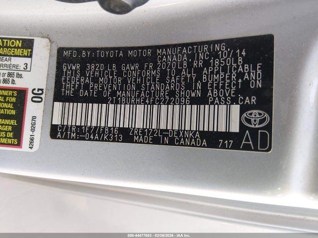 Toyota Corolla Le Plus 2015 2T1BURHE4FC272096 Image 9