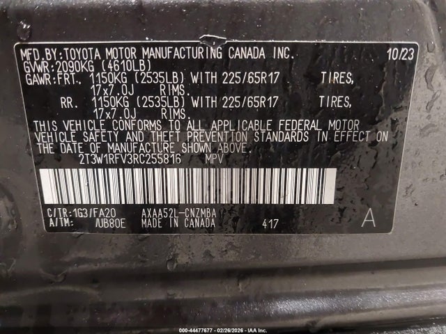 2T3W1RFV3RC255816 Toyota Rav4 Xle