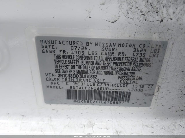 3N1CN8EVXSL870882 Nissan Versa 1.6 Sv