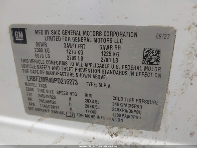 2023 Buick Envision Preferred Awd მანქანა იყიდება აუქციონზე, vin: LRBFZMR48PD216273, აუქციონის ნომერი: 44477710