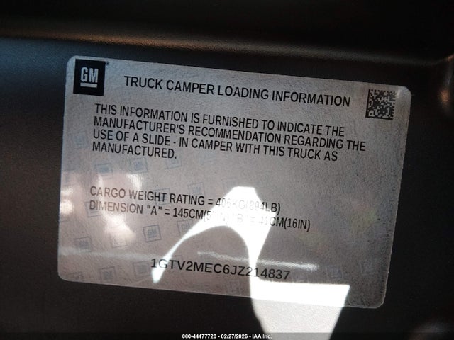 Продаж на аукціоні авто 2018 Gmc Sierra 1500 Sle, vin: 1GTV2MEC6JZ214837, номер лоту: 44477720