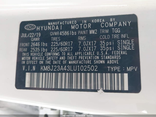 Hyundai TUCSON SE 2020 KM8J23A43LU102502 Image 9