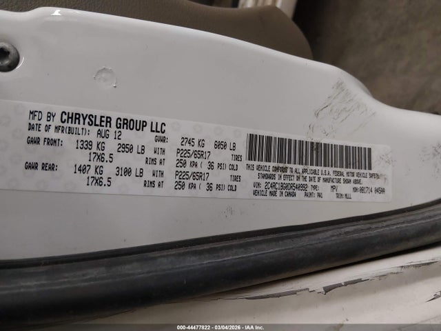 Продажа на аукционе авто 2013 Chrysler Town & Country Touring, vin: 2C4RC1BG0DR540992, номер лота: 44477822