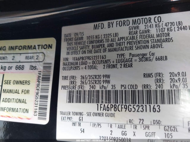 2016 FORD MUSTANG 1FA6P8CF9G5231163 Photo 8