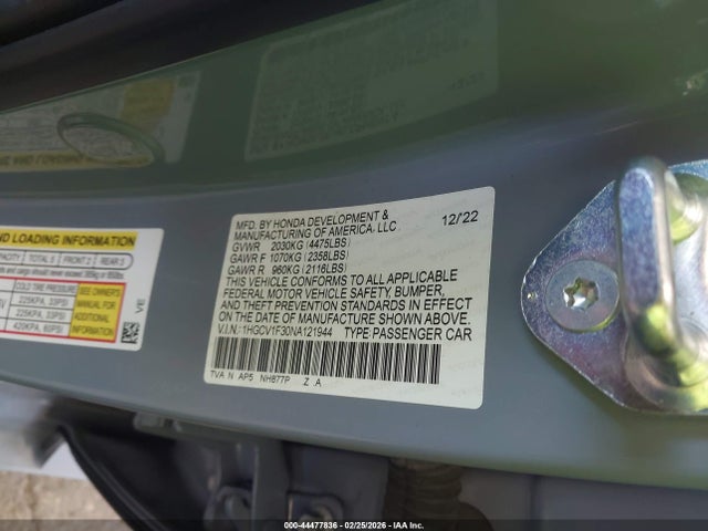 1HGCV1F30NA121944 Honda Accord Sport