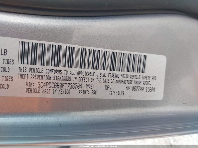 2015 Dodge Journey Crossroad მანქანა იყიდება აუქციონზე, vin: 3C4PDCGB0FT736704, აუქციონის ნომერი: 44477840
