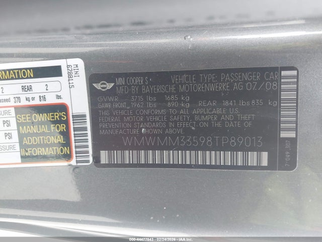 2008 MINI COOPER S CLUBMAN WMWMM33598TP89013 Photo 8